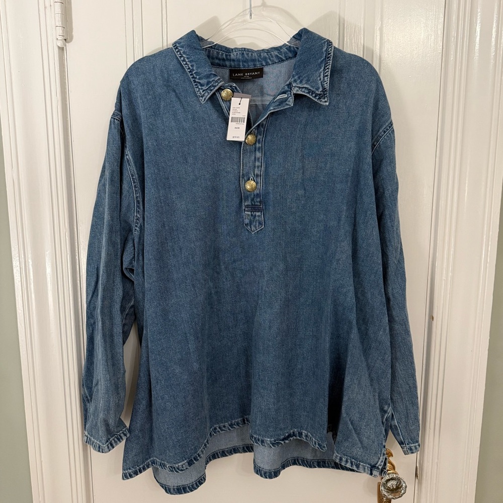 Lane Bryant Classic Blue Denim Shirt